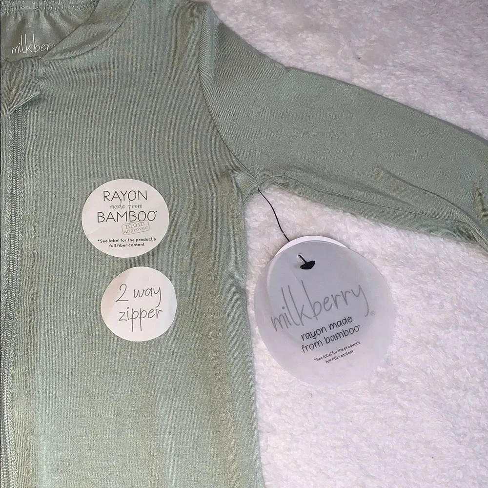 NWT Milkberry Sage Green Footie & Cap/Beanie 2pc. 6-9M